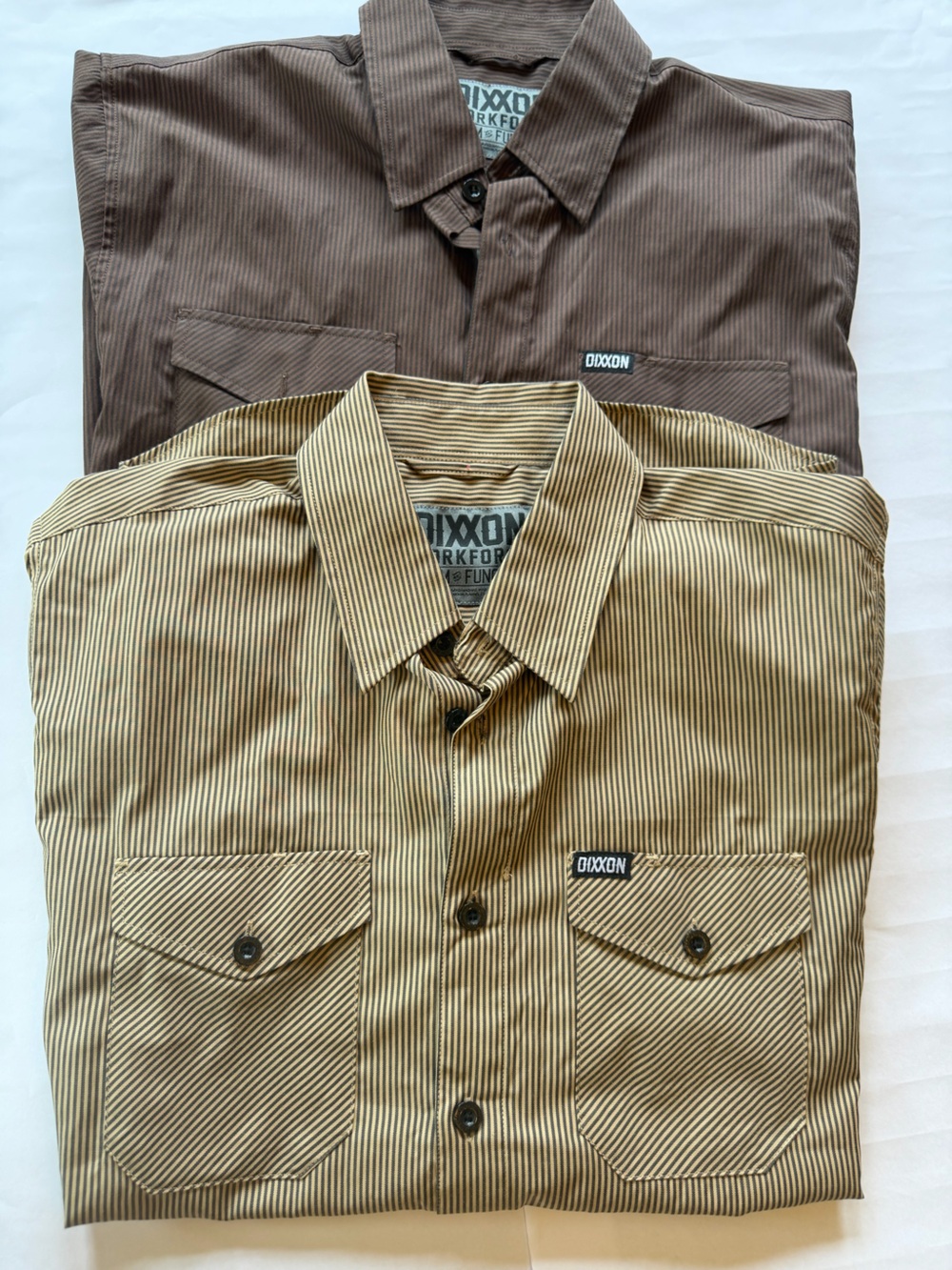DIXXON Striped Work Shirts in Brown and Tan